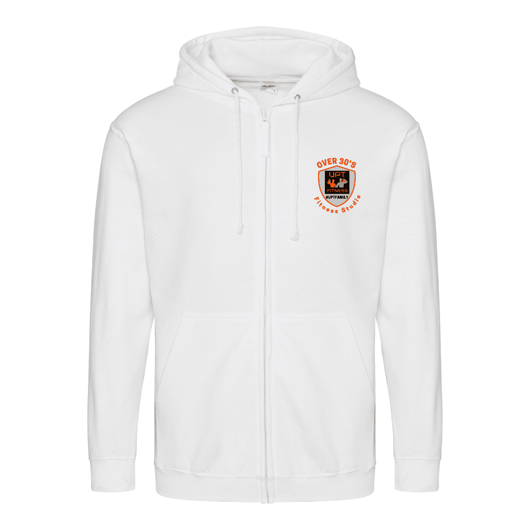 Zip Hoodie Front - White